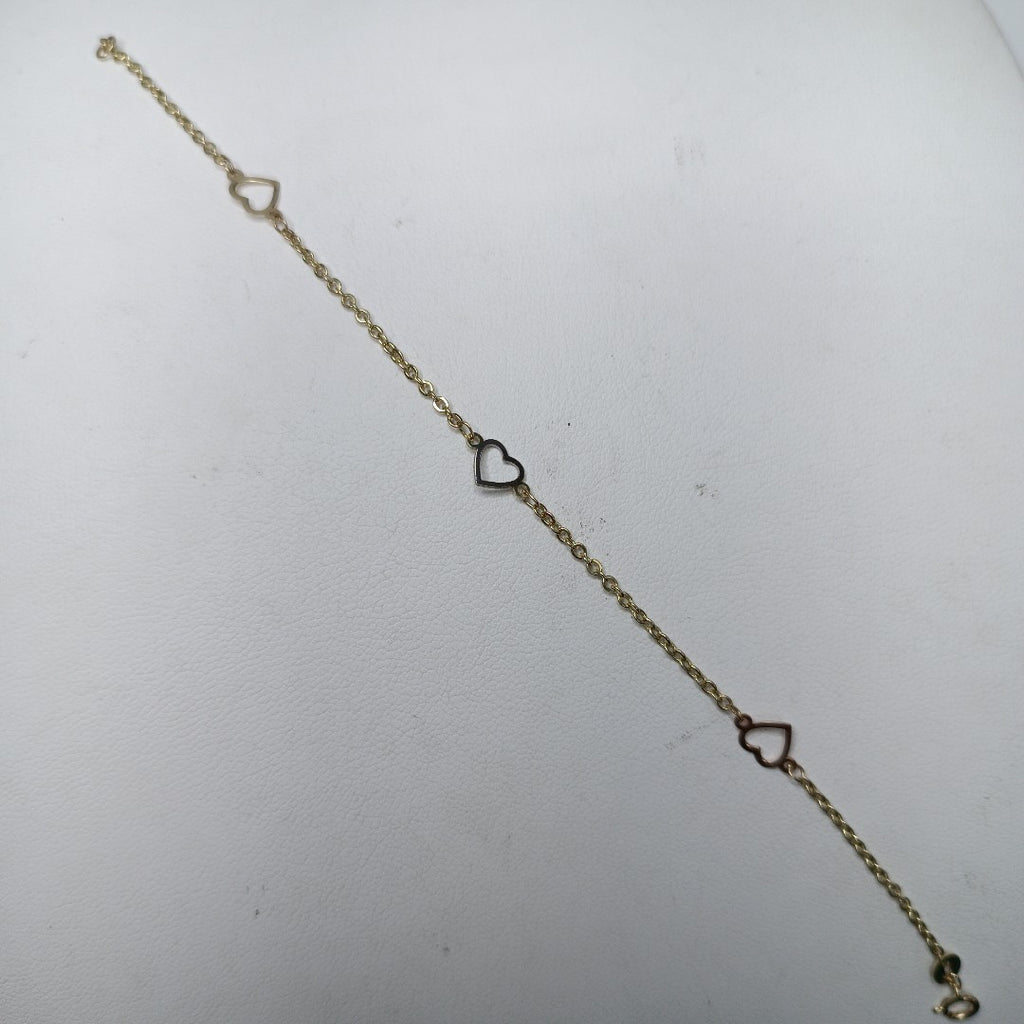 PULSERA ESPECIAL CON CORAZONES 14K 18 CM 1.2 GR (NUEVO)