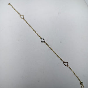 PULSERA ESPECIAL CON CORAZONES 14K 18 CM 1.2 GR (NUEVO)