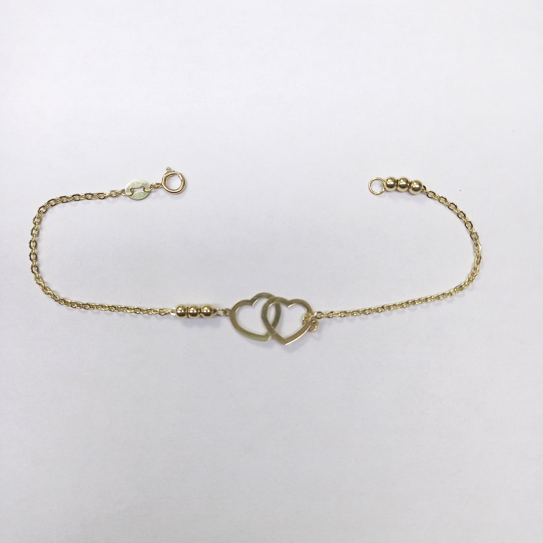 PULSERA TEJIDO ESPECIAL C CORAZONES 14K 18 CM 1.7 GR (NUEVO)