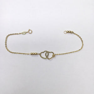 PULSERA TEJIDO ESPECIAL C CORAZONES 14K 18 CM 1.7 GR (NUEVO)