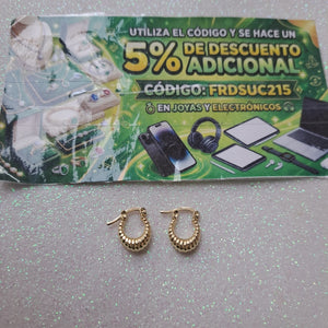 ARETES ARRACADA ESTRIADAS 14K 1 GR (NUEVO)