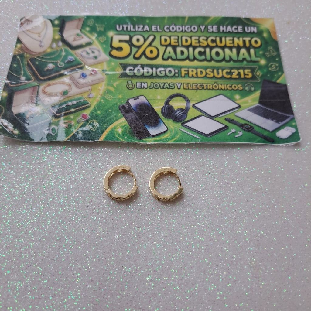 ARETES HUGGIES CON CIRCONIAS 14K 2.3 GR (NUEVO)