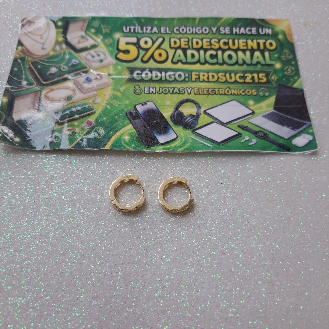 ARETES HUGGIES CON CIRCONIAS 14K 2.3 GR (NUEVO)