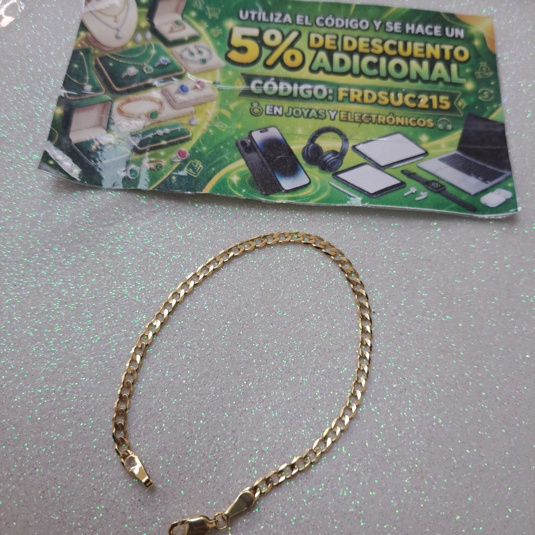 PULSERA TEJIDO BARBADA 14K 18 CM 3.3 GR (NUEVO)