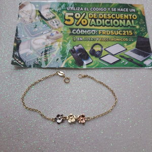 PULSERA TEJIDO ESPECIAL FIG FLORES 14K 18 CM 2 GR (NUEVO)