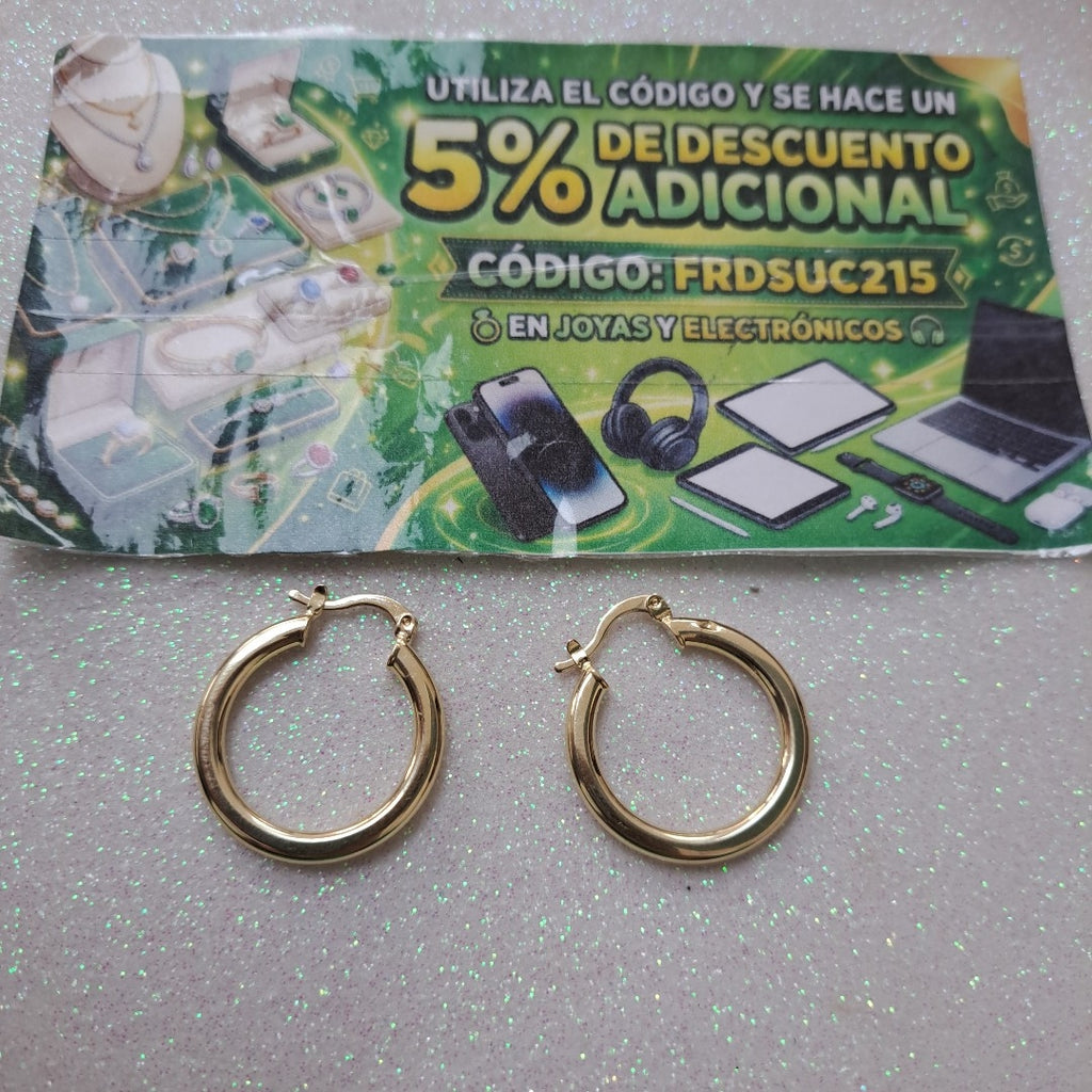 ARETES TEJIDO ARRACADA LISA 14K 2 GR (NUEVO)