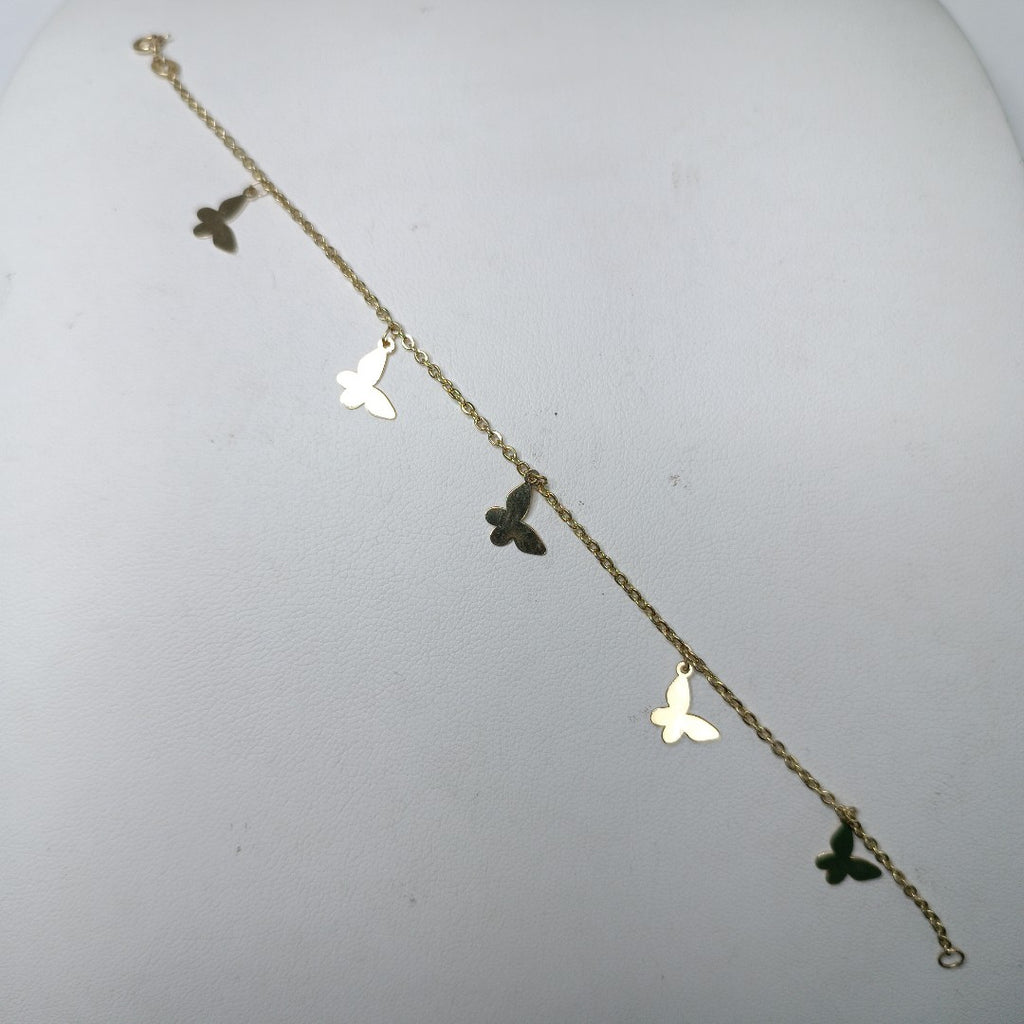 PULSERA ESPECIAL CON MARIPOSAS 14K 18 CM 2 GR (NUEVO)