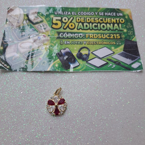 DIJE FLOR CIRCONIAS Y PIEDRAS DE COLOR 14K 2.8 GR (NUEVO)