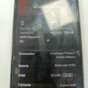 CELULAR OPPO RENO 14 F CPH2743 (2025) 256 GB 12 GB RAM (SEMINUEVO)