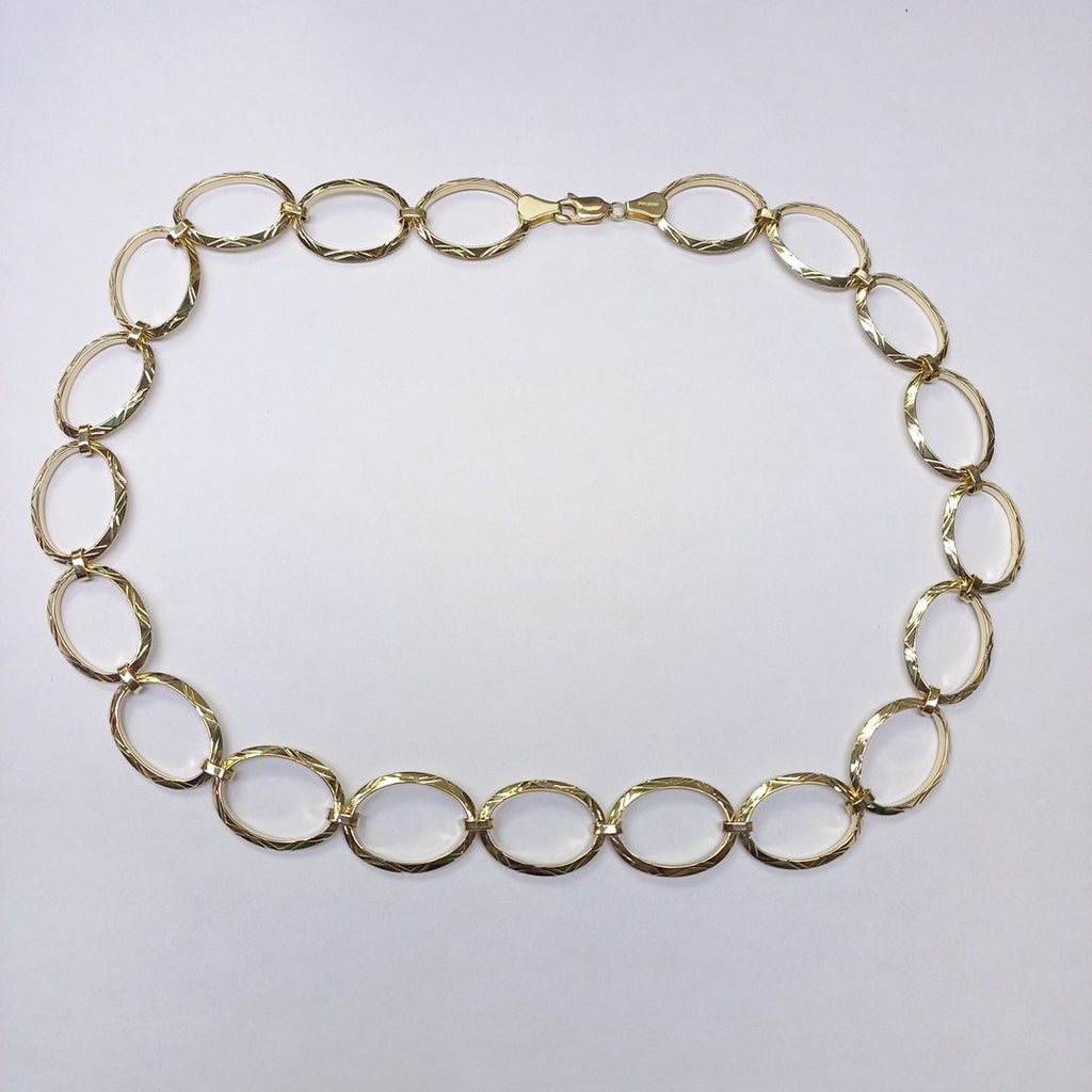 CADENA GARGANTILLA AROS OVALADOS 14K 55 CM 11.2 GR (NUEVO)