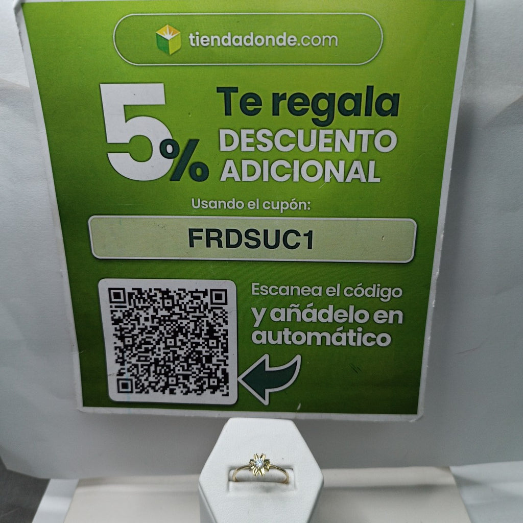 ANILLOS FLOR Y CIRCONIA 14K TALLA 8 1 GR (NUEVO)