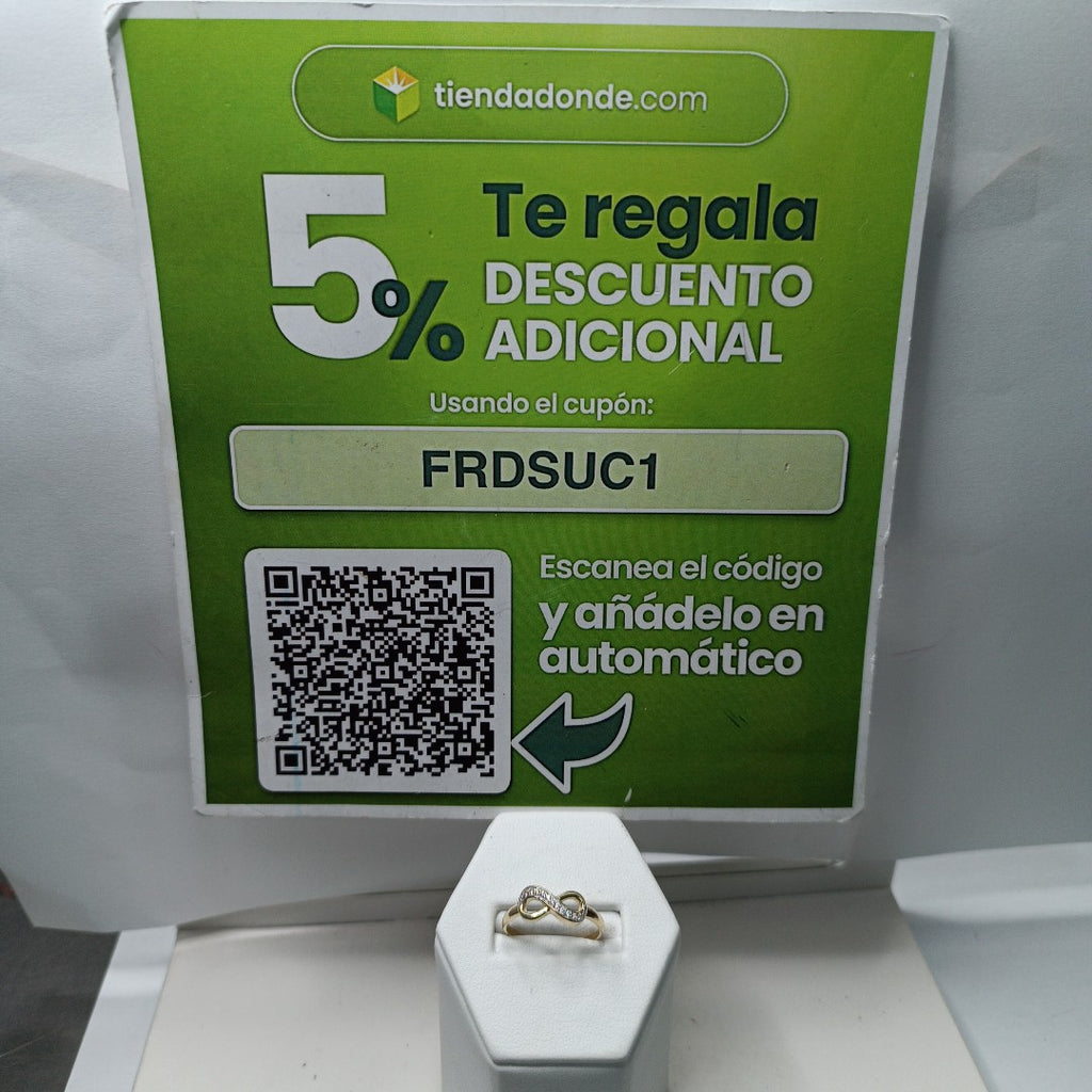 ANILLO ANILLITO FIG INFINITO C CIRCONIAS 14K 7 TALLA 1.5 GR (NUEVO)
