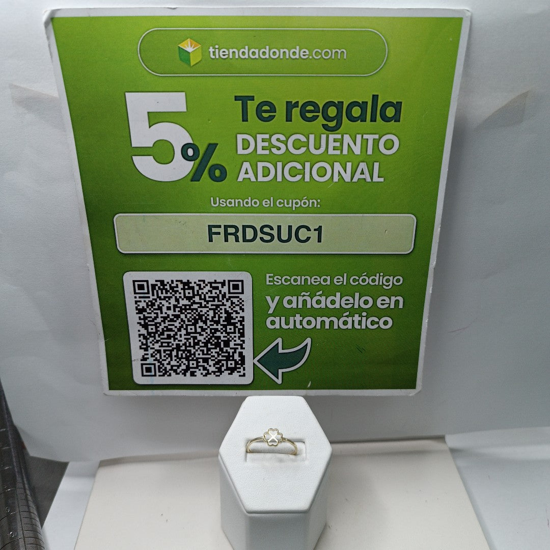 ANILLOS ANILLITO FIG TREBOL 4 HOJAS 10K TALLA 8 0.8 GR (NUEVO)