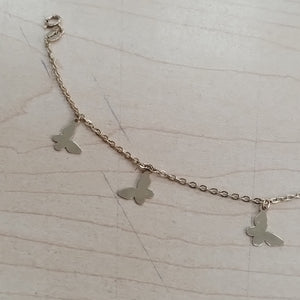 PULSERA ESPECIAL CON MARIPOSAS 14K 18 CM 2 GR (NUEVO)