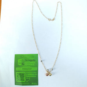 CADENA GARGANTILLA 3X1 CON ESFERAS COMBINADAS 14K 45 CM 3.1 GR (NUEVO)