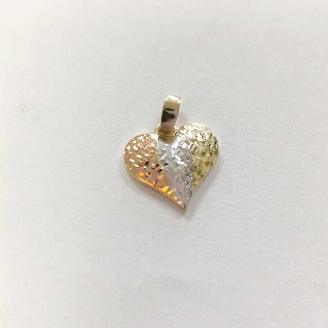 DIJE TEJIDO CORAZON LABRADO COMBINADO 14K 1.3 GR (NUEVO)