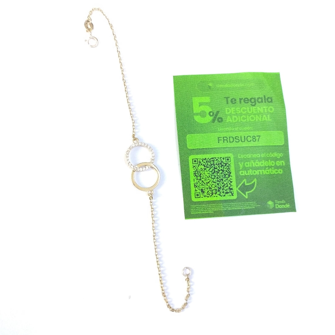 PULSERA TEJIDO ESPECIAL FIG AROS UNIDOS C CIRCS 14K 18 CM 2.1 GR (NUEVO)