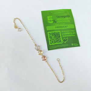 PULSERA TEJIDO ESPECIAL FIG FLORES 14K 18 CM 2.1 GR (NUEVO)