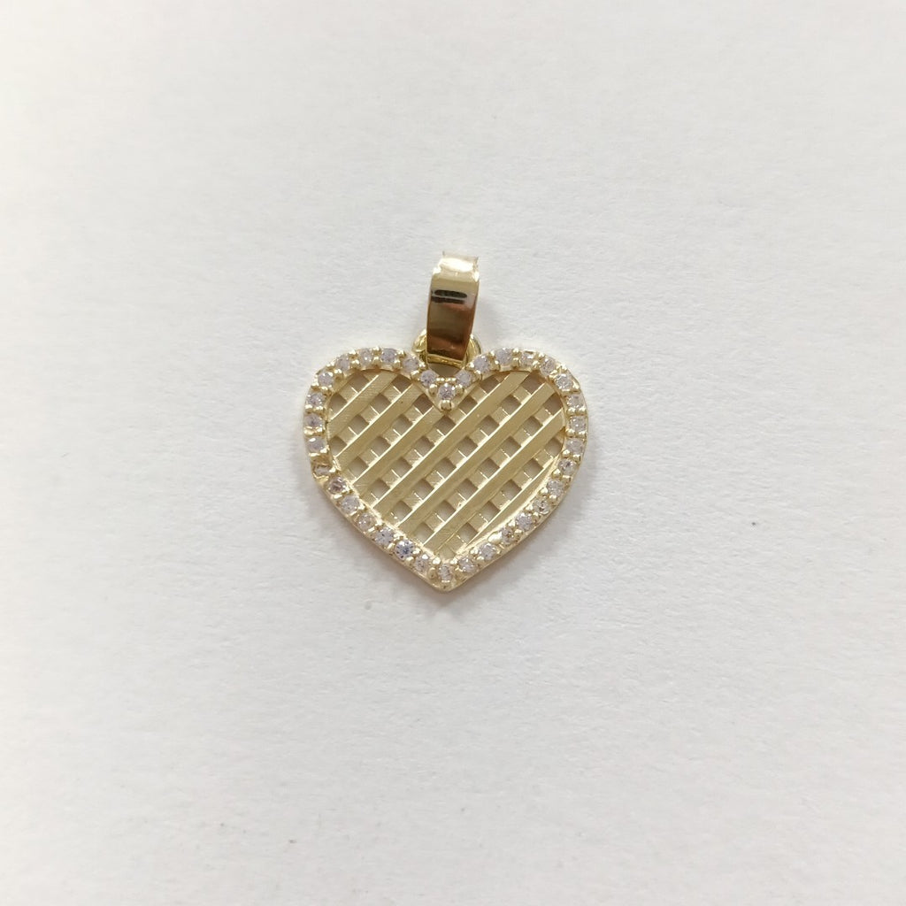 DIJE TEJIDO CORAZON CON CERCO DE CIRCONIAS 14K 1.2 GR (NUEVO)
