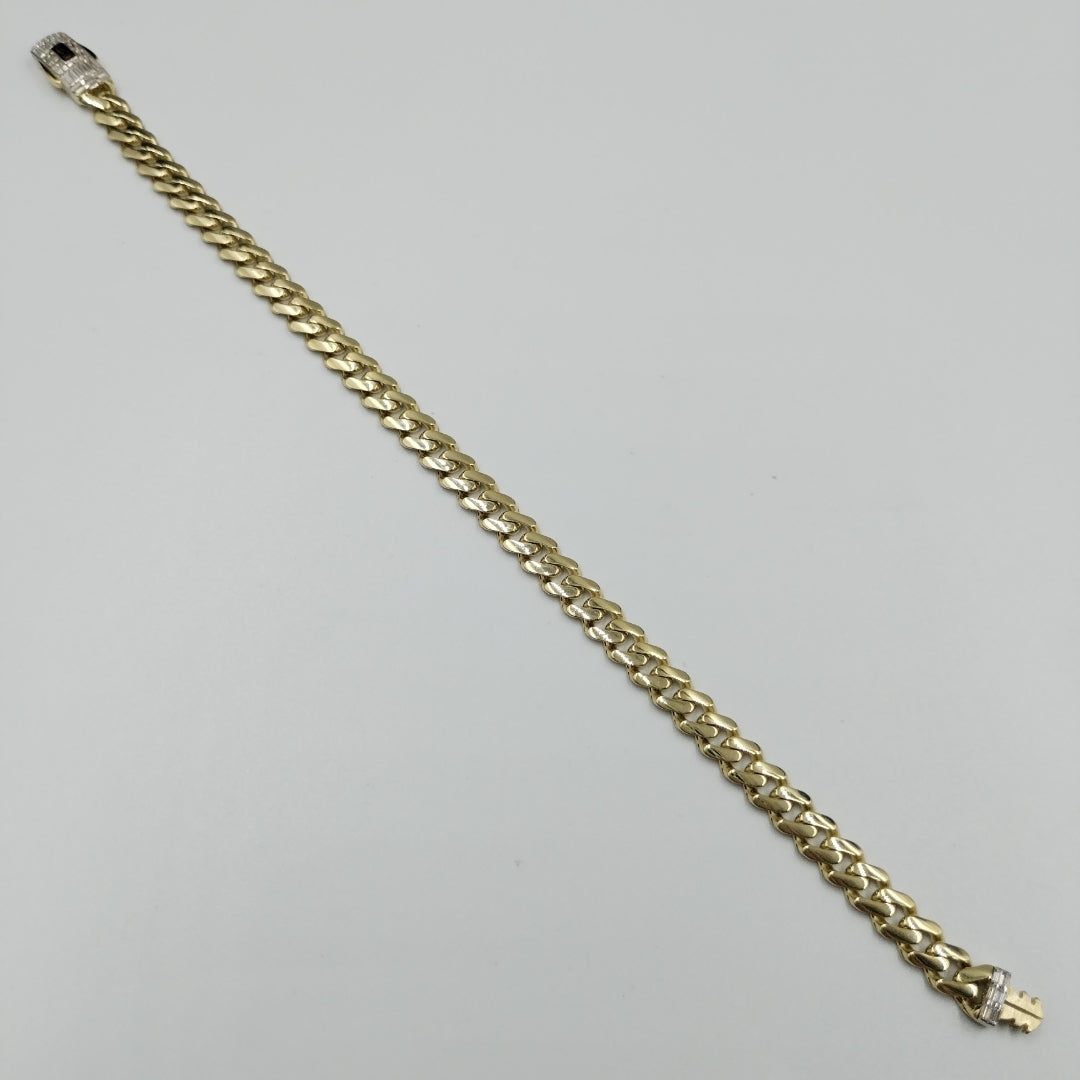 PULSERA CABALLERO MONACO ORO 10K 7.5 (NUEVO)
