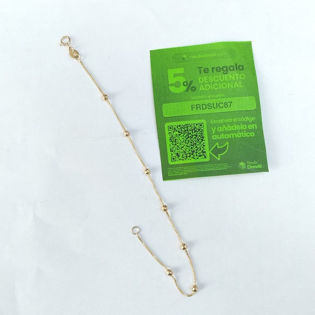PULSERA ESPECIAL CON BOLITAS 14K 18 CM 1.5 GR (NUEVO)