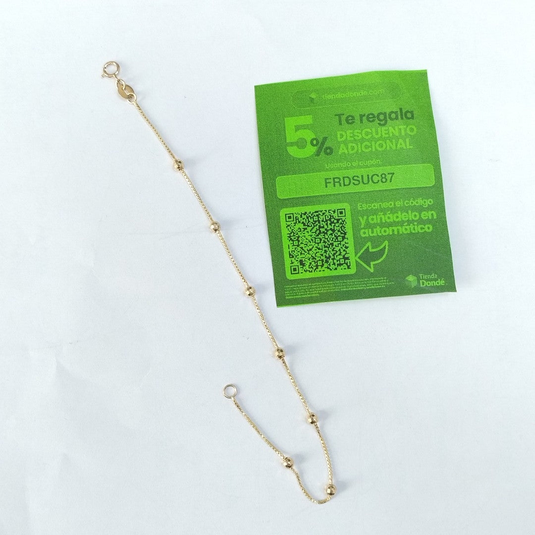 PULSERA ESPECIAL CON BOLITAS 14K 18 CM 1.5 GR (NUEVO)