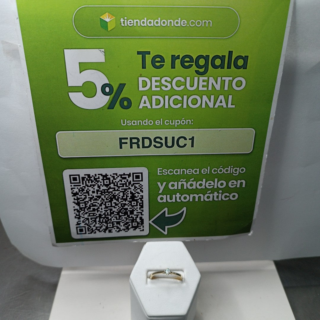 ANILLO ANILLITO SOLITARIO CIRCONIA 14K 8 TALLA 1.7 GR (NUEVO)