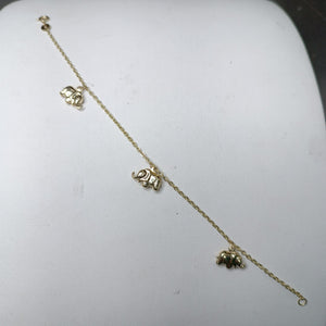 PULSERA ESPECIAL CON DIJES ELEFANTES 10K 18 CM 2.1 GR (NUEVO)
