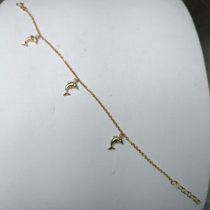 PULSERA ESPECIAL CON DIJES DELFINES 10K 18 CM 1.9 GR (NUEVO)