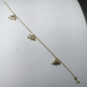 PULSERA ESPECIAL CON DIJES ELEFANTES 10K 18 CM 2.2 GR (NUEVO)