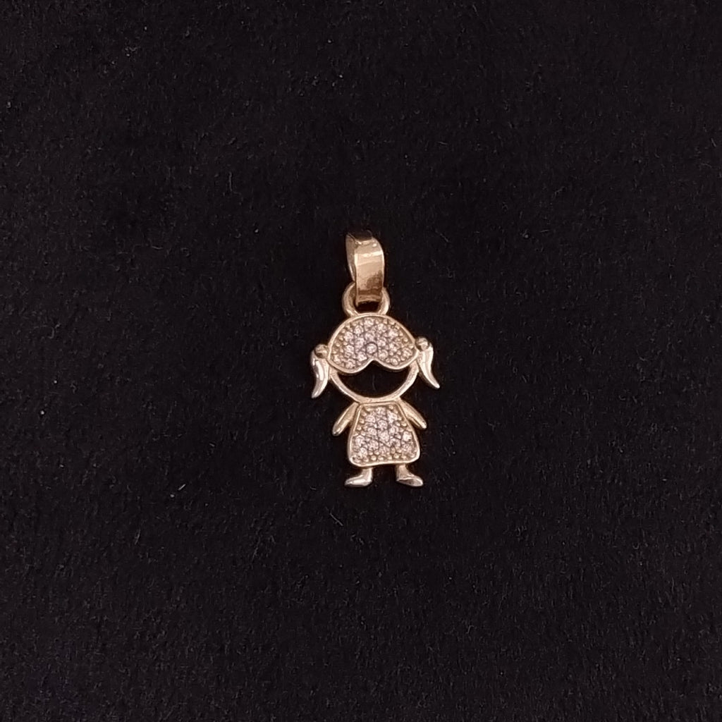 DIJE TEJIDO NIÑA CON CIRCONIAS 14K 0.8 GR (NUEVO)
