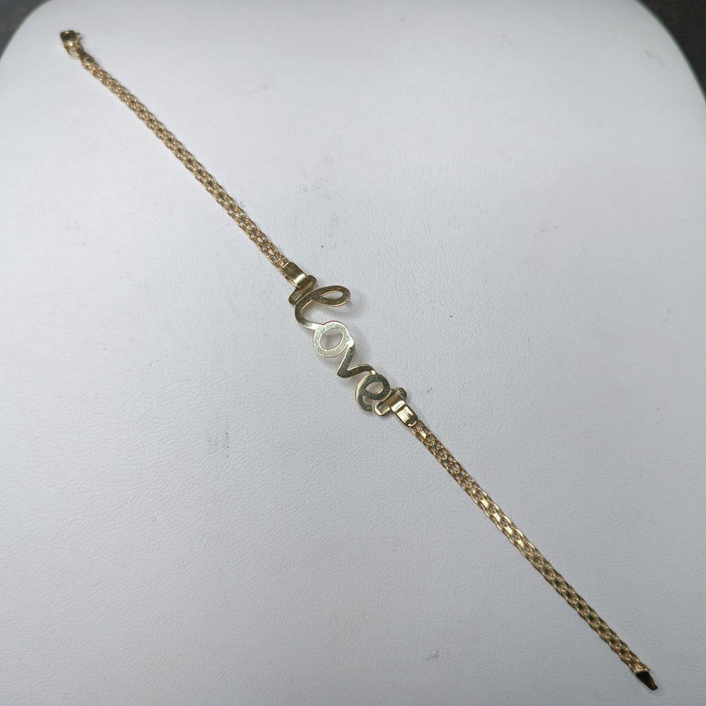 PULSERA ESCLAVA GRABADA LOVE 10K 18 CM 2.8 GR (NUEVO)