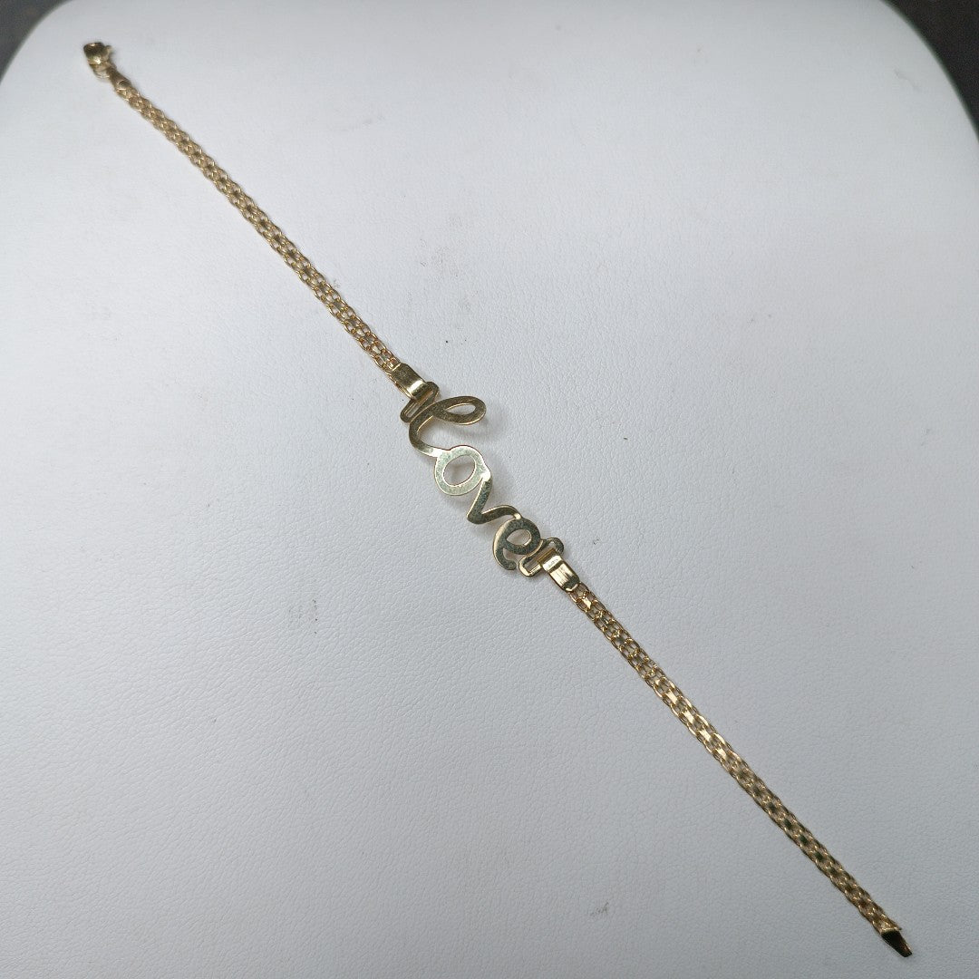 PULSERA ESCLAVA GRABADA LOVE 10K 18 CM 2.8 GR (NUEVO)