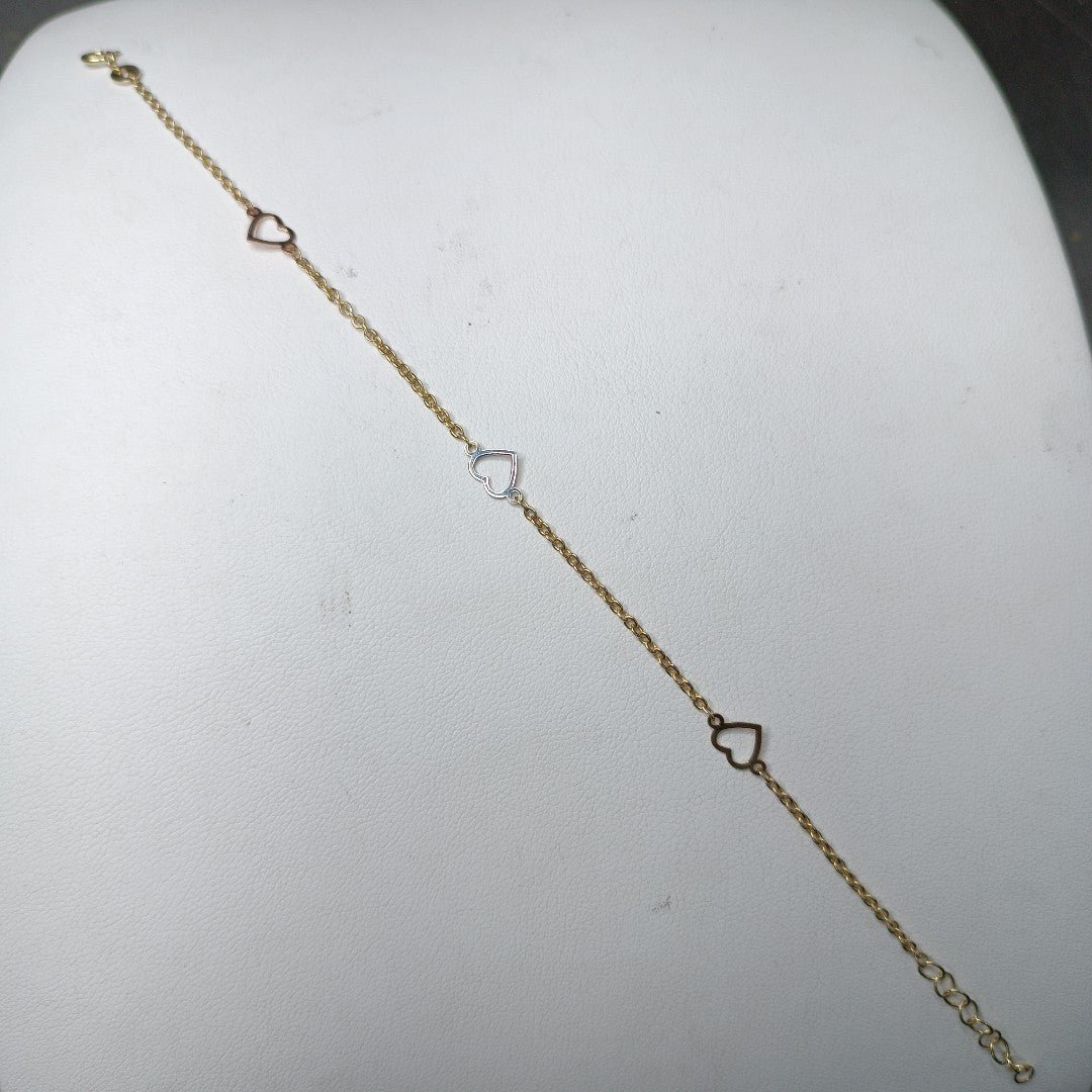 PULSERA ESPECIAL CON CORAZONES 10K 18 CM 1.2 GR (NUEVO)