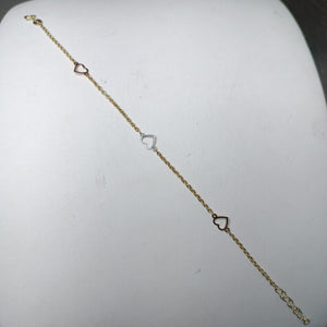 PULSERA ESPECIAL CON CORAZONES 10K 18 CM 1.2 GR (NUEVO)