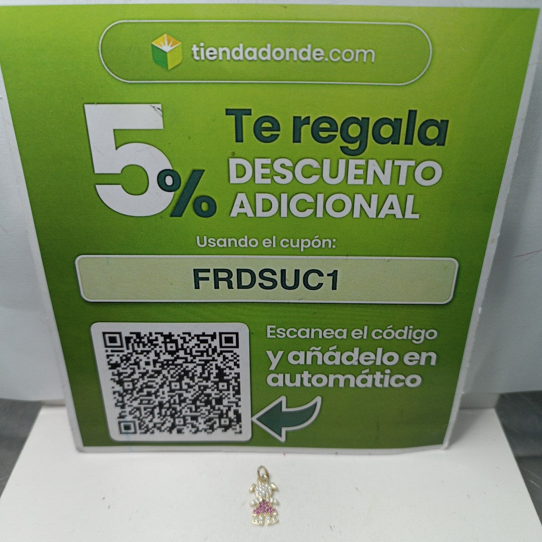 DIJE NIÑA CON CIRCONIAS Y PIEDRAS DE COLOR 10K 1 GR (NUEVO)