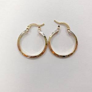 ARETES TEJIDO ARRACADAS BISELADAS COMBINADAS 14K 1.3 GR (NUEVO)