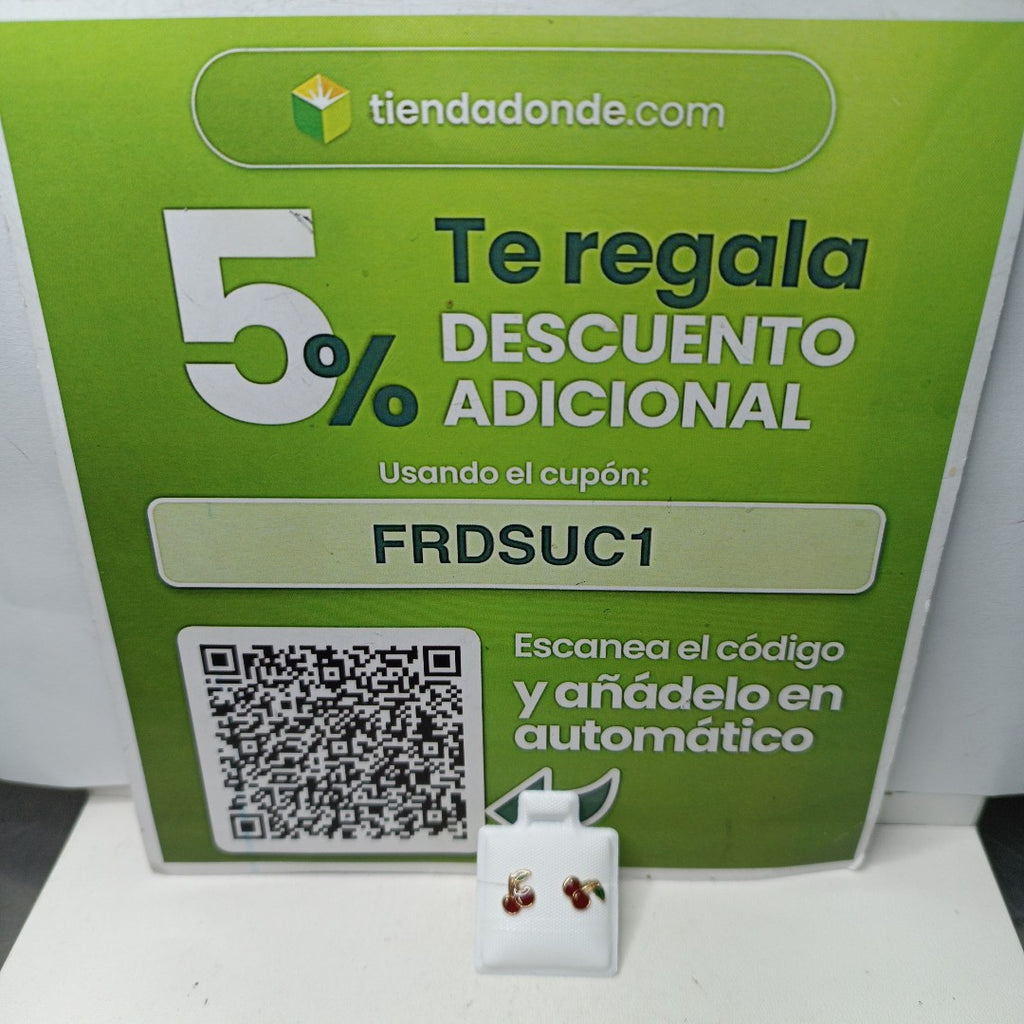 BROQUELES BROQUE FIG CEREZA C ESMALTE 14K 0.2203 GR (NUEVO)