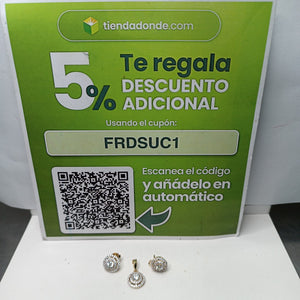BROQUELES MEDIO ADEREZO BROQUELES Y DIJE C CIRCONIAS 14K 4.2 GR (NUEVO)