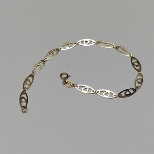 PULSERA TEJIDO ESPECIAL CON CORAZON 14K 18 CM 1.3 GR (NUEVO)