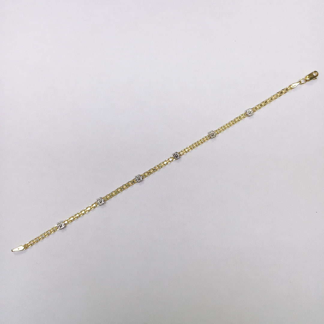 PULSERA ESPECIAL C FLORES 14K 18 CM 2.9 GR (NUEVO)