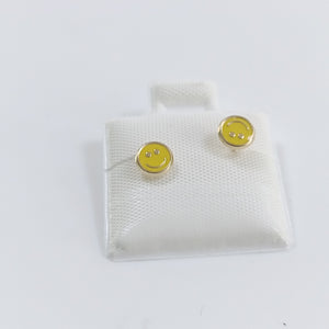 BROQUELES BROQUEL FIG SONRISA ESMALTE AMARILLO 14K 0.2074 GR (NUEVO)