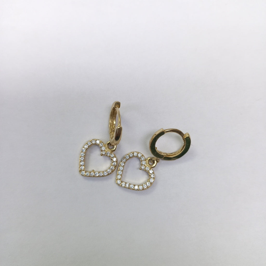 ARETES FIG CORAZON C CIRCONIAS 10K 2.6 GR (NUEVO)