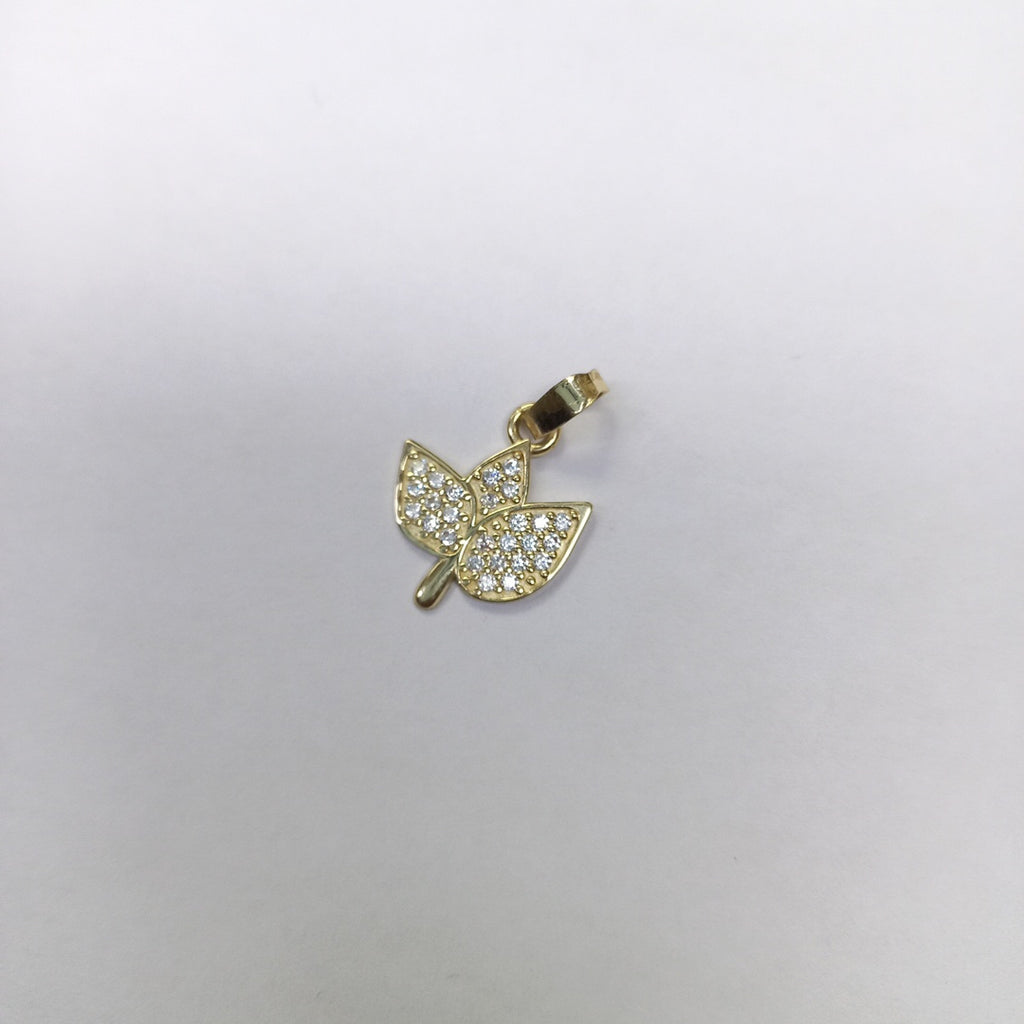 DIJE TEJIDO HOJAS CON CIRCONIAS 14K 0.9 GR (NUEVO)