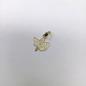DIJE TEJIDO HOJAS CON CIRCONIAS 14K 0.9 GR (NUEVO)