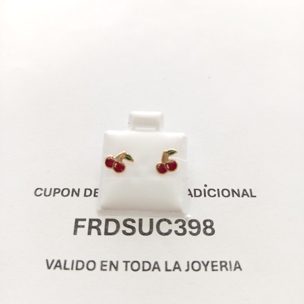 BROQUELES BROQUE FIG CEREZA C ESMALTE 14K 0.2203 GR (NUEVO)