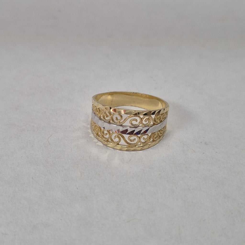 ANILLOS TIPO FILIGRANA COMBINADO 14K TALLA 8 3 GR (NUEVO)