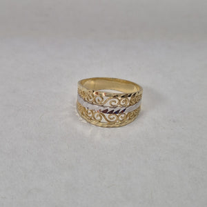 ANILLOS TIPO FILIGRANA COMBINADO 14K TALLA 8 3 GR (NUEVO)