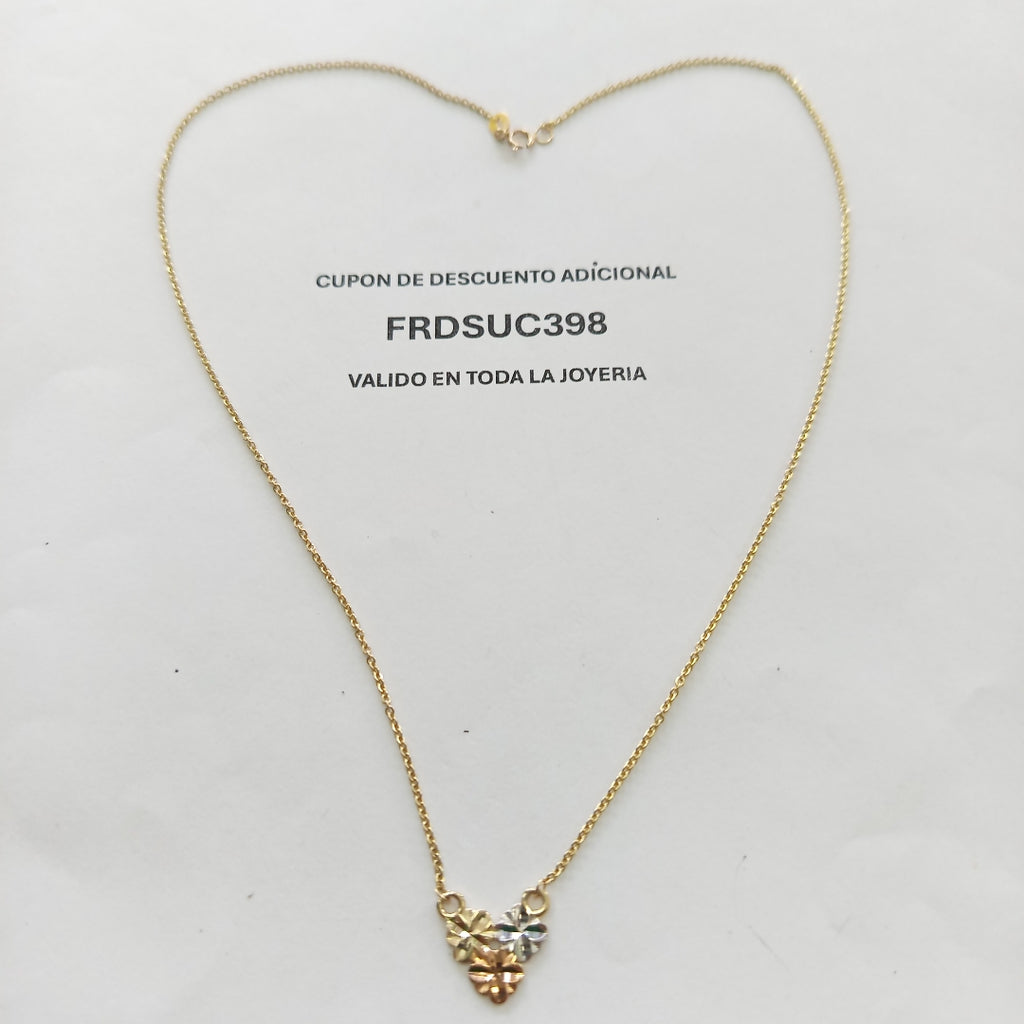 CADENA TEJIDO GARGANTILLA ESPECIAL C FLORES 14K 45 CM 3 GR (NUEVO)