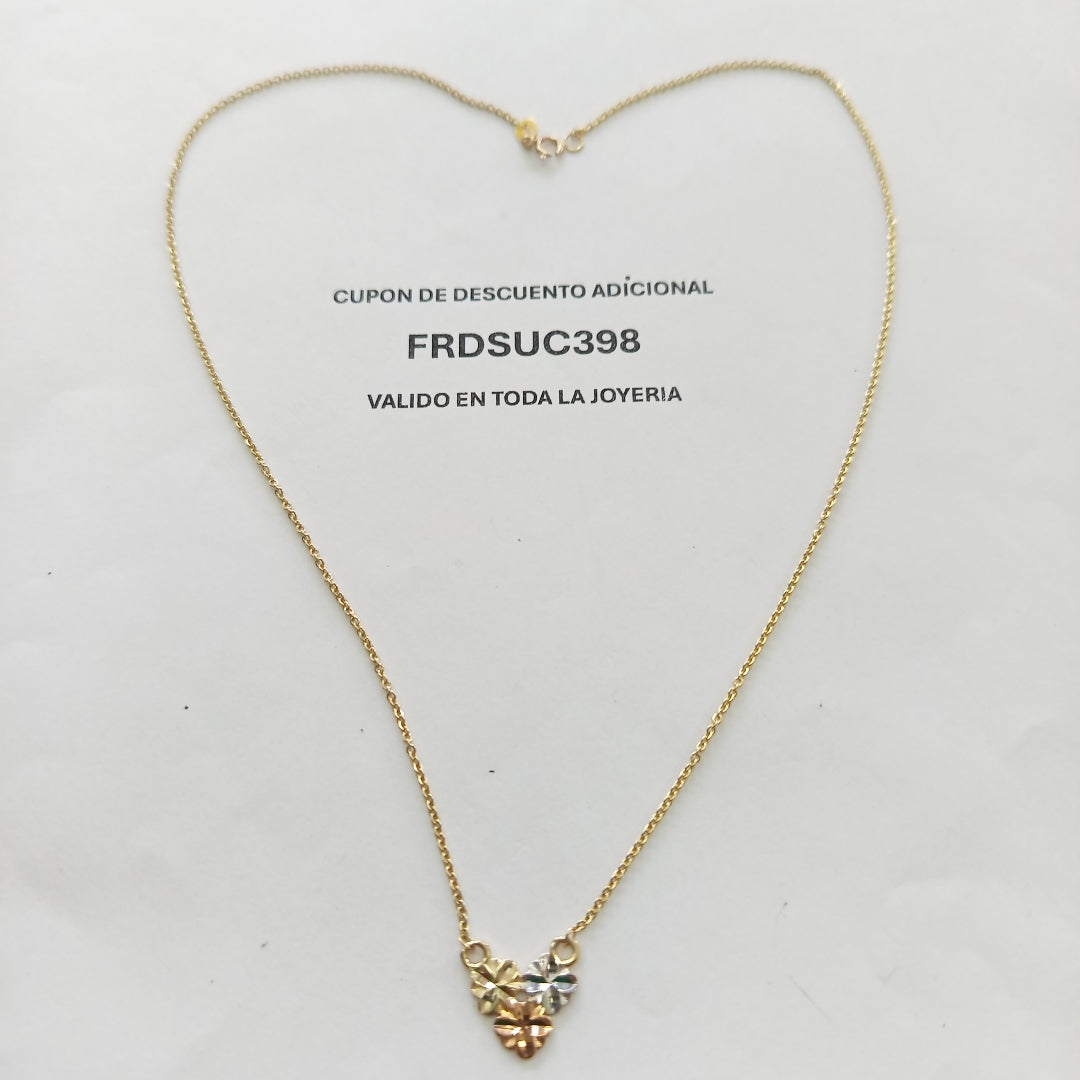 CADENA TEJIDO GARGANTILLA ESPECIAL C FLORES 14K 45 CM 3 GR (NUEVO)